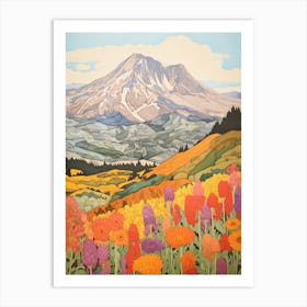 Mount St Helens United States 5 Colourful Mountain Illustration Art Print