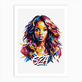 Sza 03 Portrait Music Icon WPAP Pop Art Style Art Print