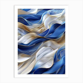 Abstract Blue And Gold Background 3 Art Print