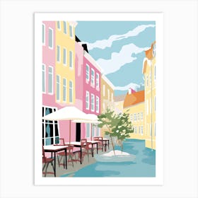 Allborg, Denmark, Flat Pastels Tones Illustration 3 Art Print