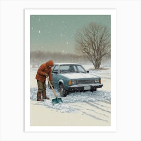 Man Shoveling Snow Art Print