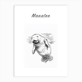 B&W Manatee Poster Art Print