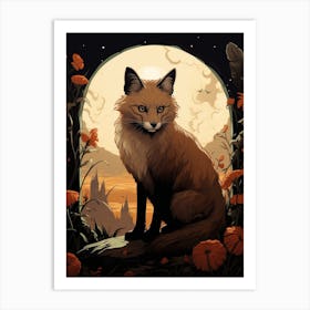 Blanfords Fox Moon Illustration 2 Art Print