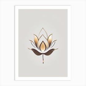 Lotus Flower, Buddhist Symbol Retro Minimal 4 Art Print