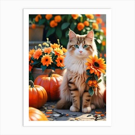 Autumn Cat Art Print