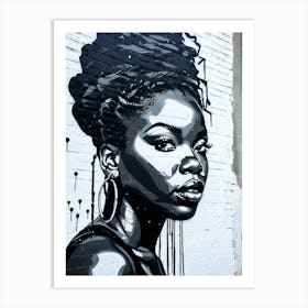 Graffiti Mural Of Beautiful Black Woman 127 Art Print