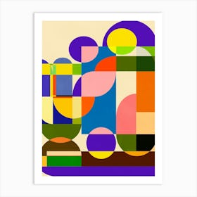 Eclectic Colorful Mid Century Mod Geometric Shapes Art Print