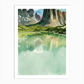 Torres Del Paine National Park Chile Water Colour Poster Art Print