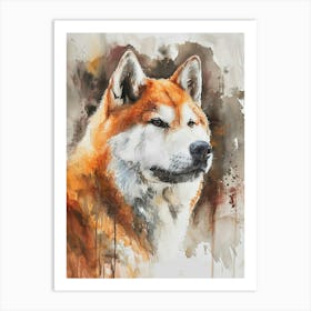 Akita Watercolor Painting 4 Art Print