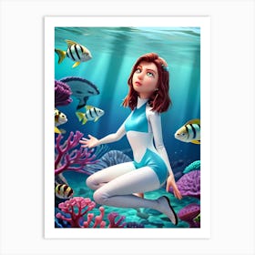 Mermaid Underwater Art Print