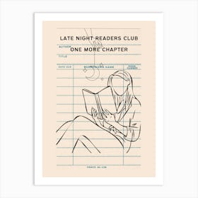 Late Night Readers One More Chapter Library Card Art Print