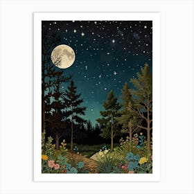 Night In The Woods Style William Morris 1 Art Print 1 Art Print