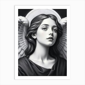 Angel Monochrome Painting Art Print