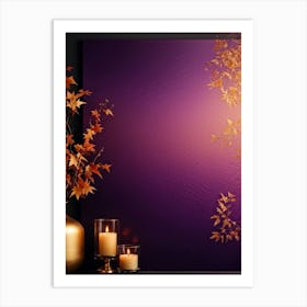 A Gradient Canvas Displaying A Purplish Pink To Gold Splash Against A Lavish Autumn Themed Backgroun Art Print