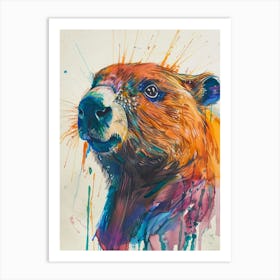 Beaver Colourful Watercolour 3 Art Print