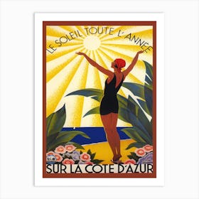 Sur La Cote, French Beach Sun Poster Art Print