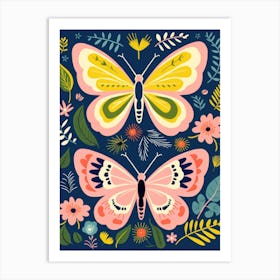 Butterflies And Flowers Art Print