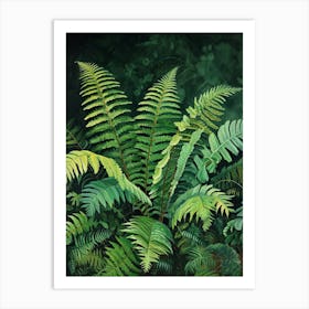 Harts Tongue Fern Painting 4 Art Print