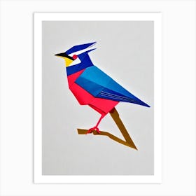 Blue 1 Jay Origami Bird Art Print