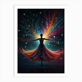 Mystical Girl With Wings In Space Art Print