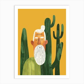 Old Man Cactus Minimalist Abstract Illustration 2 Art Print