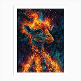 Giraffe With Fire Art Print