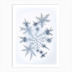 Fernlike Stellar Dendrites, Snowflakes, Quentin Blake Illustration 2 Art Print