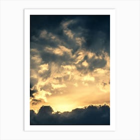 The Sky. Sunlight Through Dark Clouds. Art Print