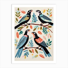 Folk Style Bird Painting Magpie 7 Art Print