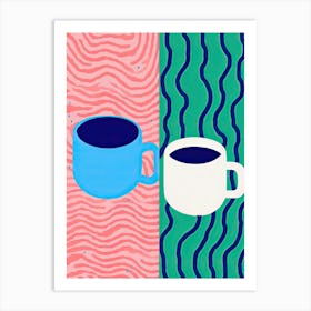 Coffee Mugs, Memphis Pop Art Illustration Art Print