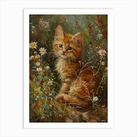 Kitten In Daisy Field Rococo Inspired Art Print