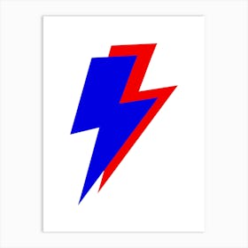 Blue and Red Double Lightning Bolt Art Print