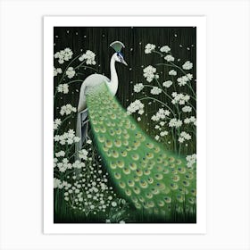 Ohara Koson Inspired Bird Painting Peacock 2 Art Print