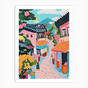 Market Road Gouache Painting Art Print