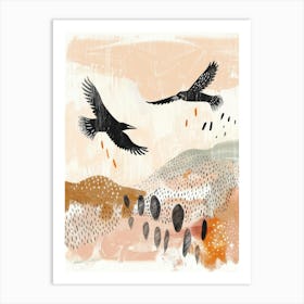 Crows In Flight 3 Art Print