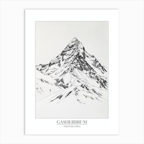 Gasherbrum I Pakistan China Line Drawing 4 Poster Art Print