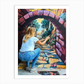 Girl A Mural Art Print