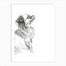 Dog Portrait Line Sketch 1 Art Print