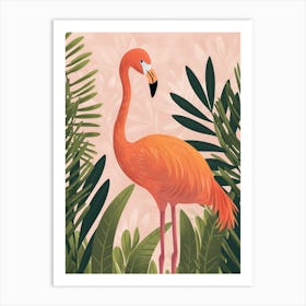 Chilean Flamingo Bird Of Paradise Minimalist Illustration 1 Art Print