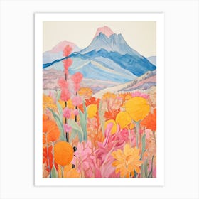 Popocatepetl Mexico 2 Colourful Mountain Illustration Art Print