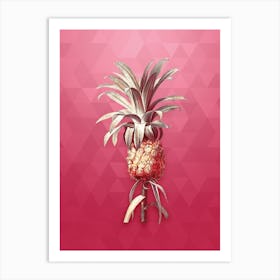 Vintage Pineapple Botanical in Gold on Viva Magenta n.0723 Art Print