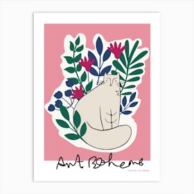 Art Boheme Pink, Flower Art Print