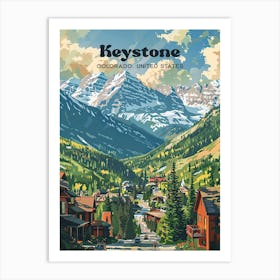 Keystone Colorado Rocky Mountains Travel Art Illustration Art Print