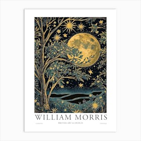 William Morris Full Moon And Stars William Morris Exhibition Print Night Botanical Poster Vintage Art Print