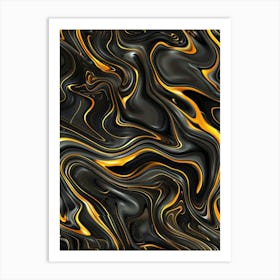 Abstract Black And Gold Swirls Art Print