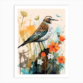 Bird Painting Collage Dunlin 1 Art Print