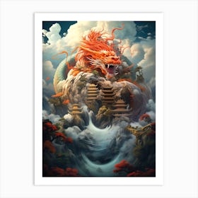 Dragon On A Mountain Art Print