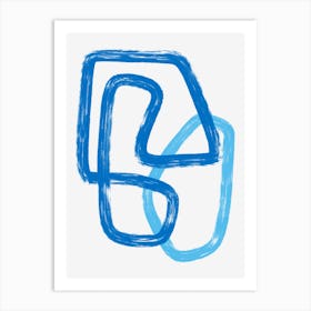 Abstract Line Minimalist Blue Art Print