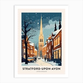 Winter Night  Travel Poster Stratford Upon Avon United Kingdom 4 Art Print