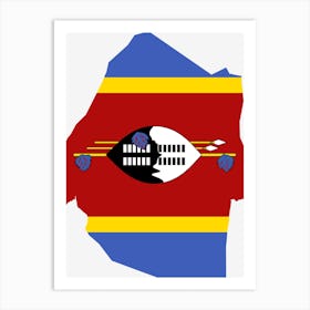 Swaziland Flag Map Geography Art Print